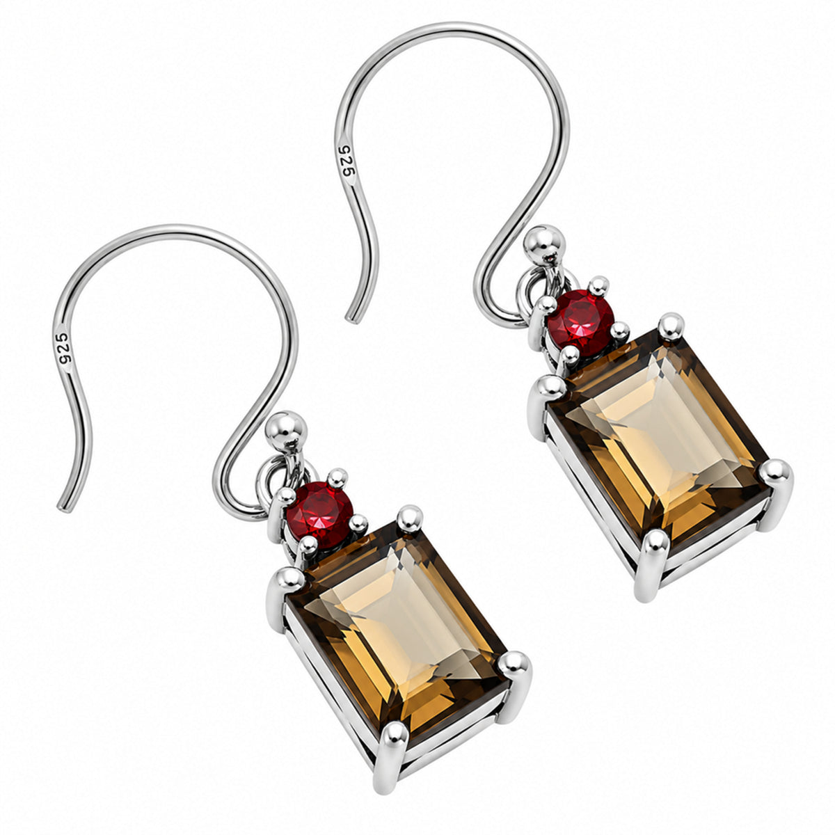 Smoky Quartz and Garnet Earrings T-1019 AGTE1009_D