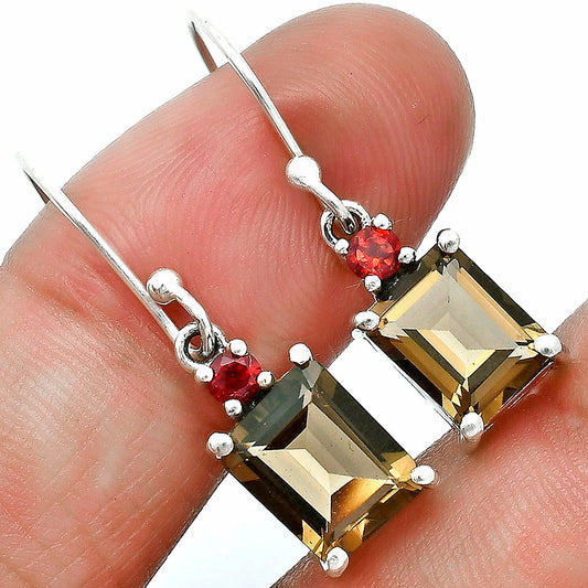 Smoky Quartz and Garnet Earrings T-1019 AGTE1009_D
