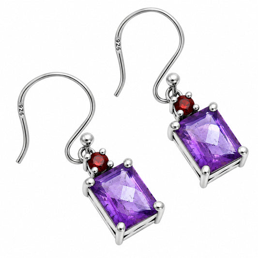 African Amethyst and Garnet Earrings T-1019 AGTE1009_E