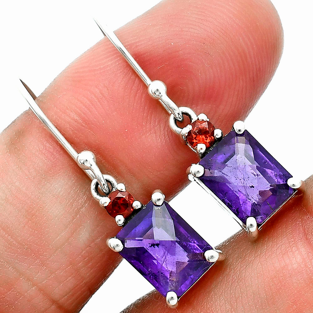 African Amethyst and Garnet Earrings T-1019 AGTE1009_E