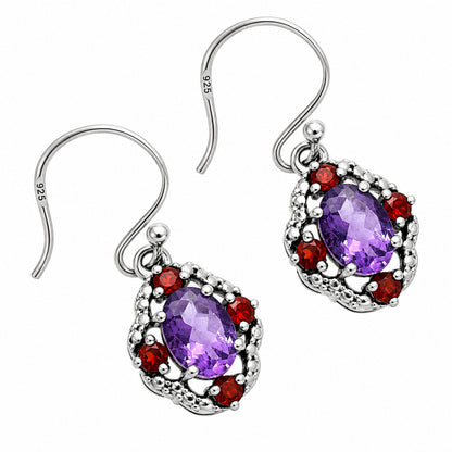 African Amethyst and Garnet Earrings T-1020 AGTE1010_A