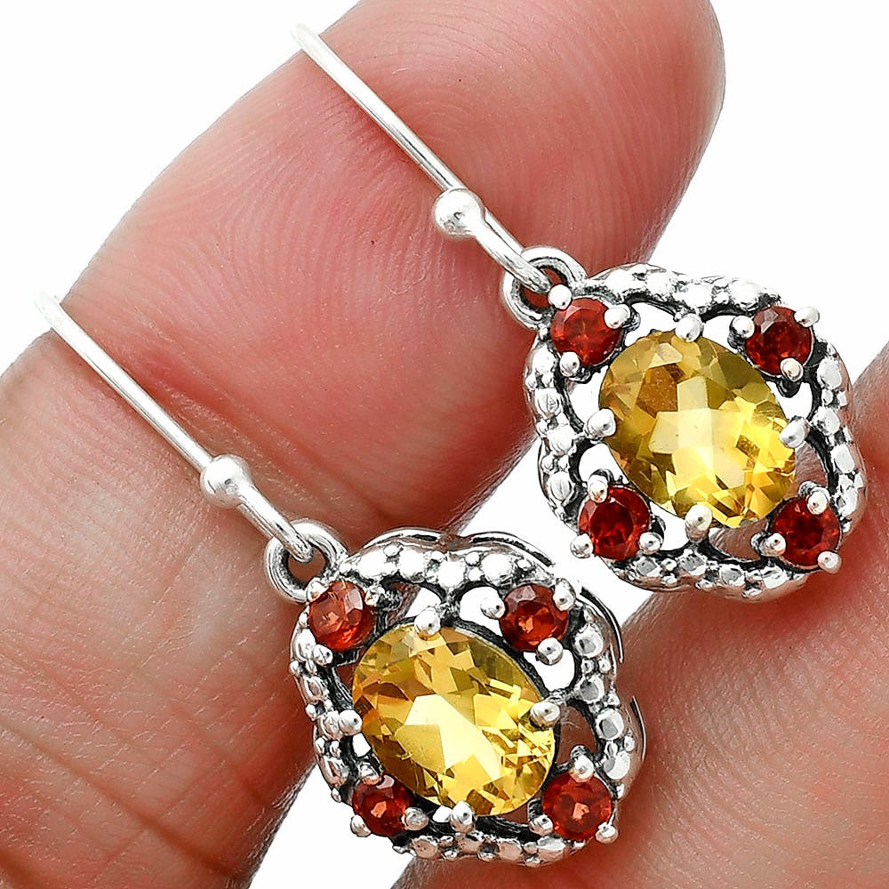 Citrine and Garnet Earrings T-1020 AGTE1010_B