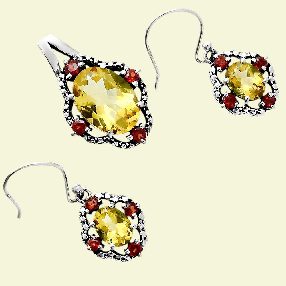 Citrine and Garnet Earrings T-1020 AGTE1010_B