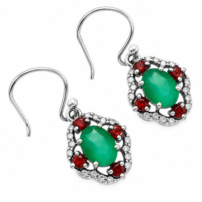 Green Onyx and Garnet Earrings T-1020 AGTE1010_C