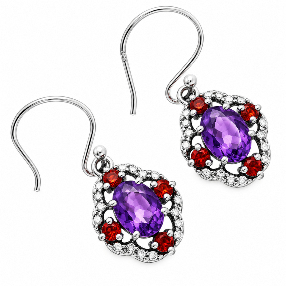 African Amethyst and Garnet Earrings T-1020 AGTE1010_D