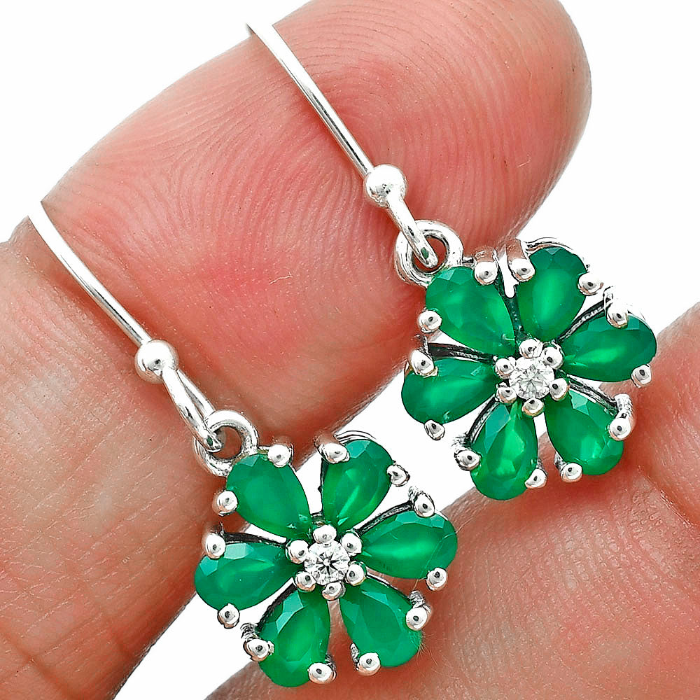 Green Onyx and Moissanite Earrings T-1021 AGTE1011_A