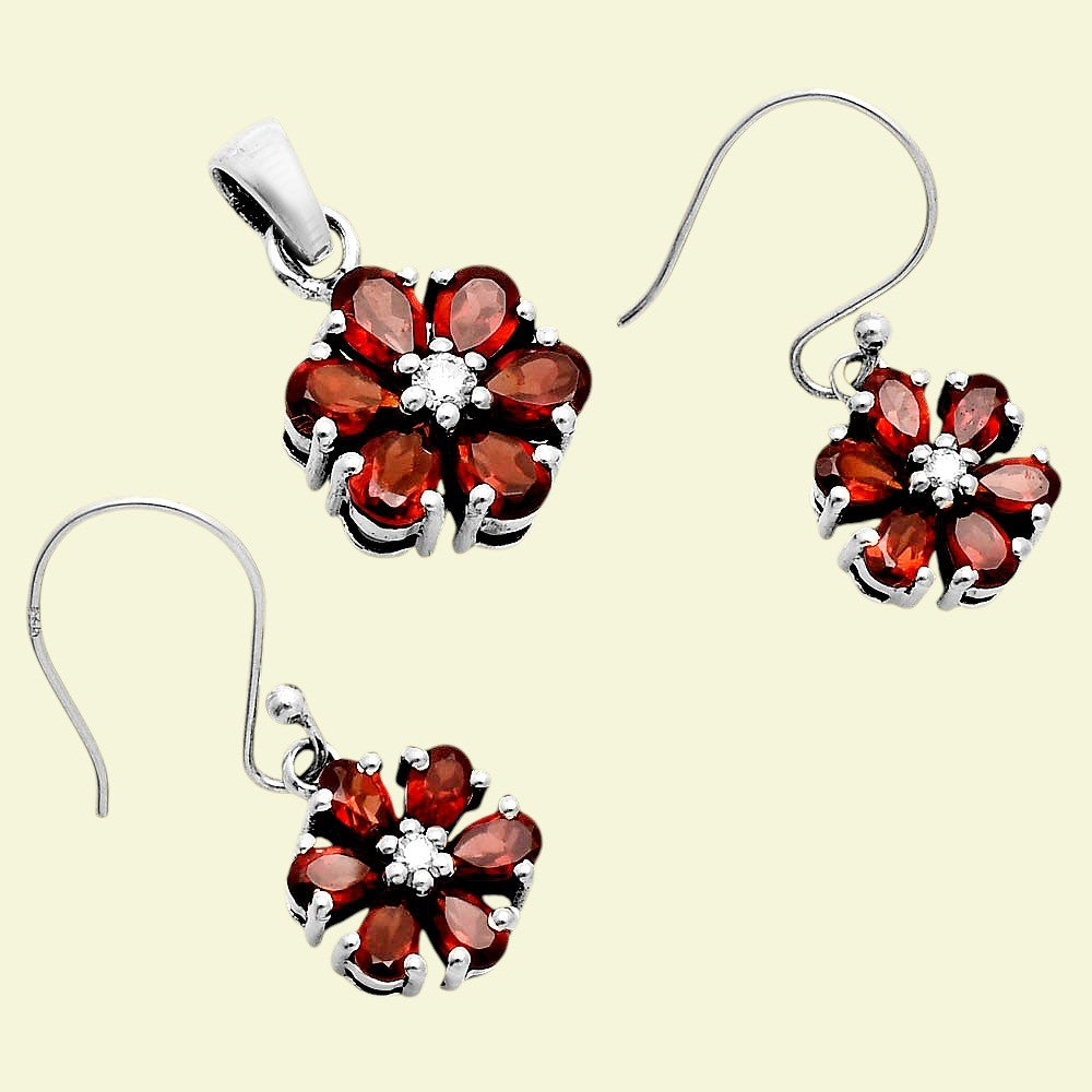 Hessonite Garnet and Moissanite Earrings T-1021 AGTE1011_B