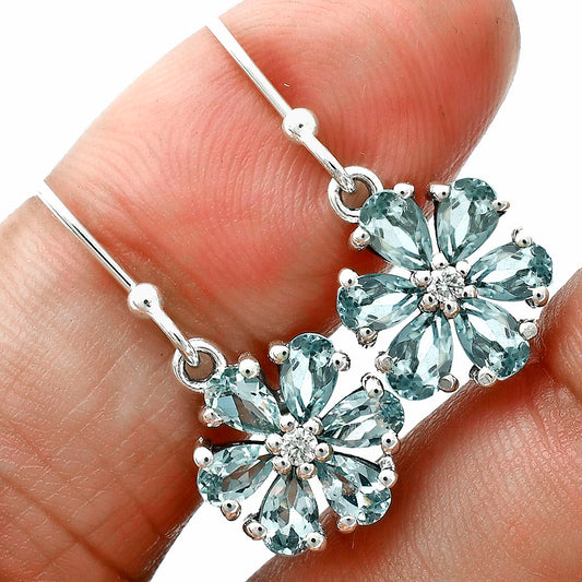 Sky Blue Topaz and Moissanite Earrings T-1021 AGTE1011_C