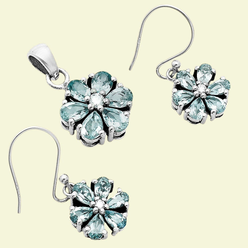 Sky Blue Topaz and Moissanite Earrings T-1021 AGTE1011_C