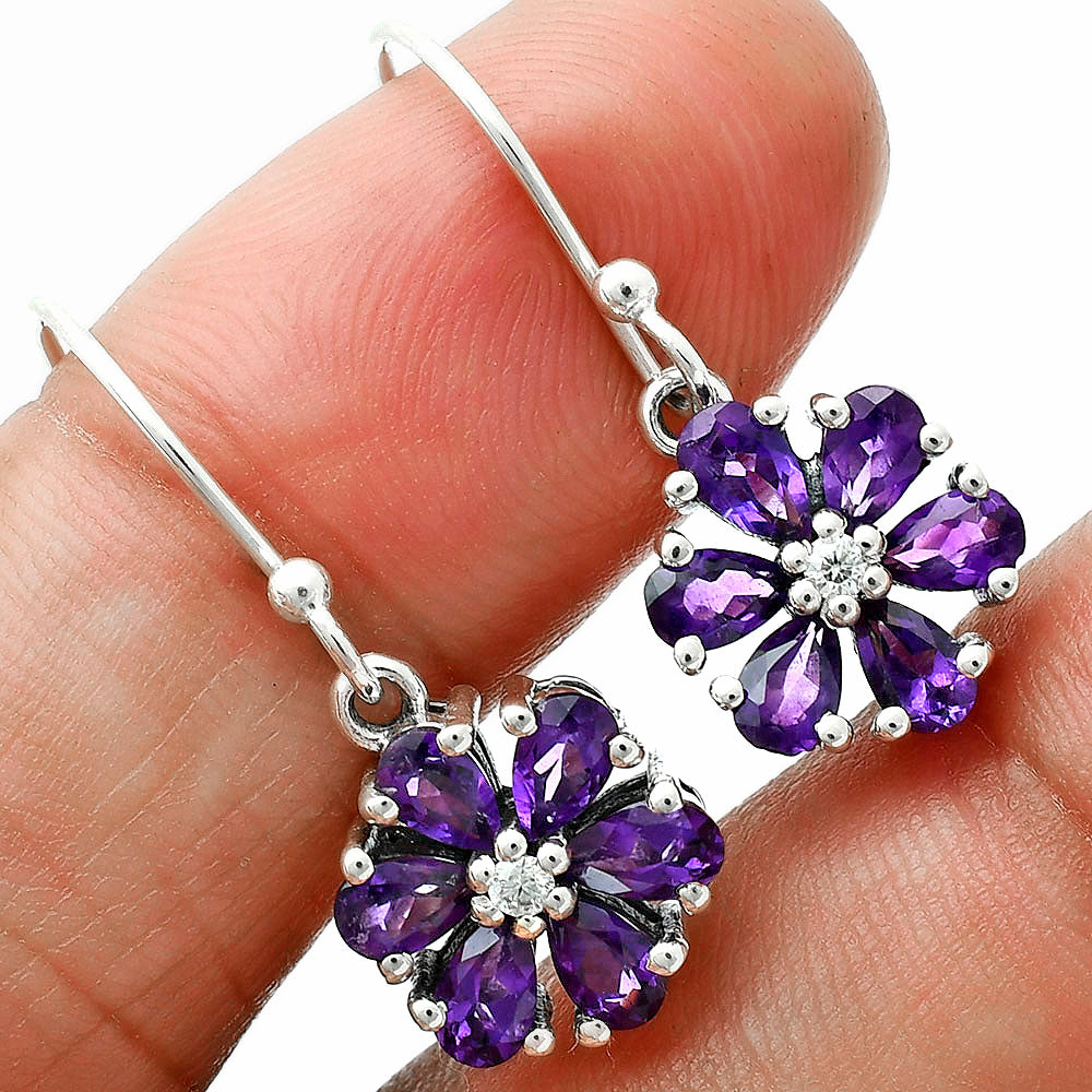 African Amethyst and Moissanite Earrings T-1021 AGTE1011_E