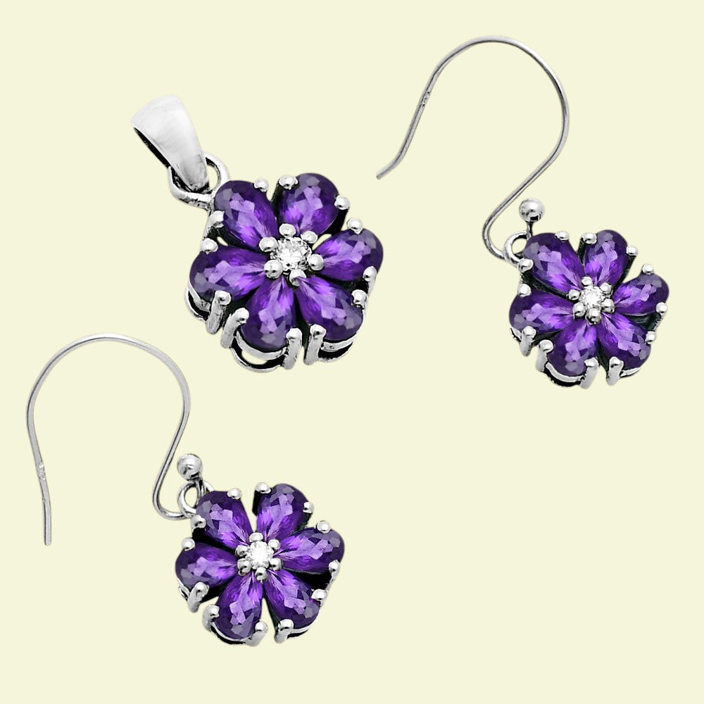 African Amethyst and Moissanite Earrings T-1021 AGTE1011_E