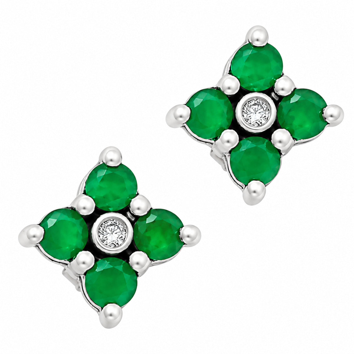 Green Onyx and White Zircon Stud Earrings T-1022 AGTE1012_A