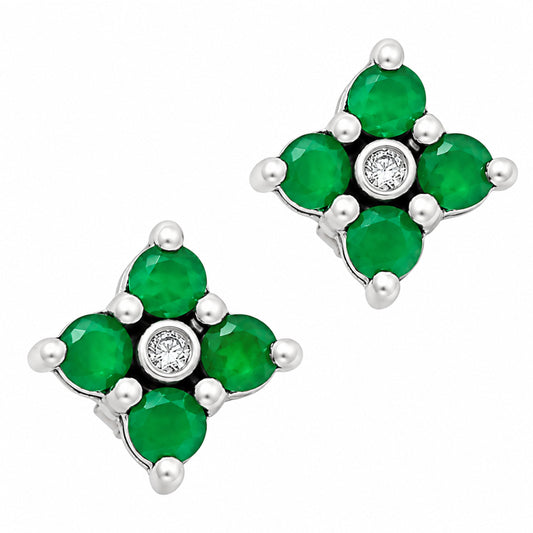 Green Onyx and White Zircon Stud Earrings T-1022 AGTE1012_A