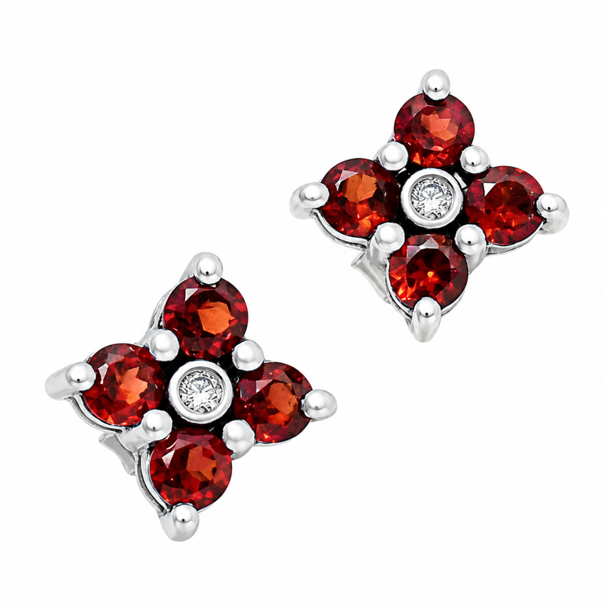 Hessonite Garnet and White Zircon Stud Earrings T-1022 AGTE1012_B