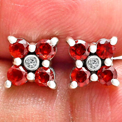 Hessonite Garnet and White Zircon Stud Earrings T-1022 AGTE1012_B