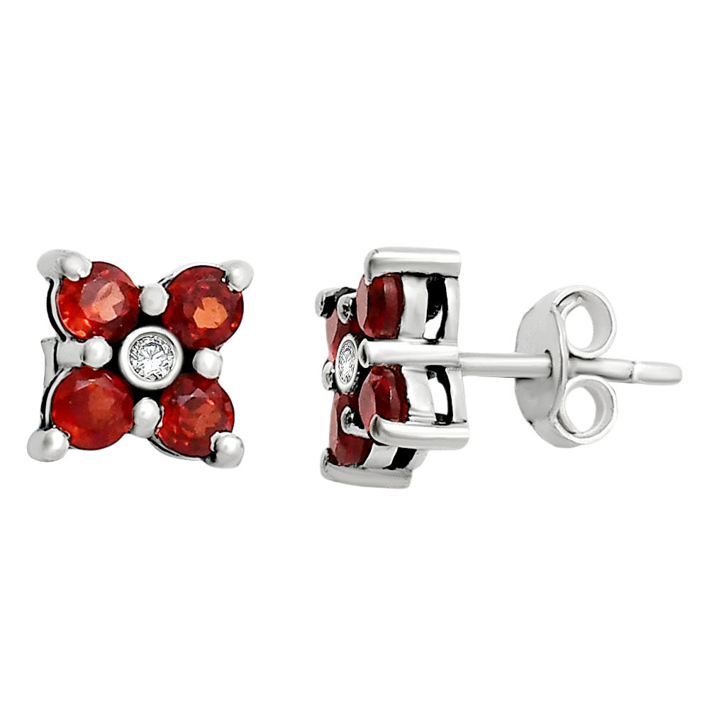 Hessonite Garnet and White Zircon Stud Earrings T-1022 AGTE1012_B