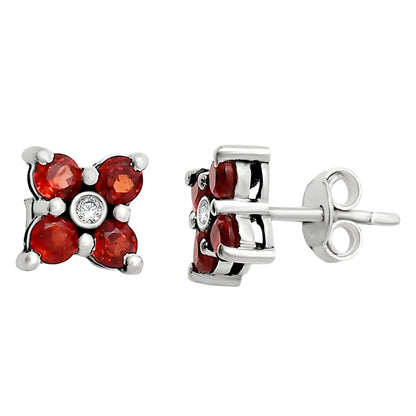 Hessonite Garnet and White Zircon Stud Earrings T-1022 AGTE1012_B