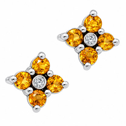 Citrine and White Zircon Stud Earrings T-1022 AGTE1012_D