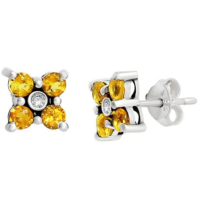 Citrine and White Zircon Stud Earrings T-1022 AGTE1012_D