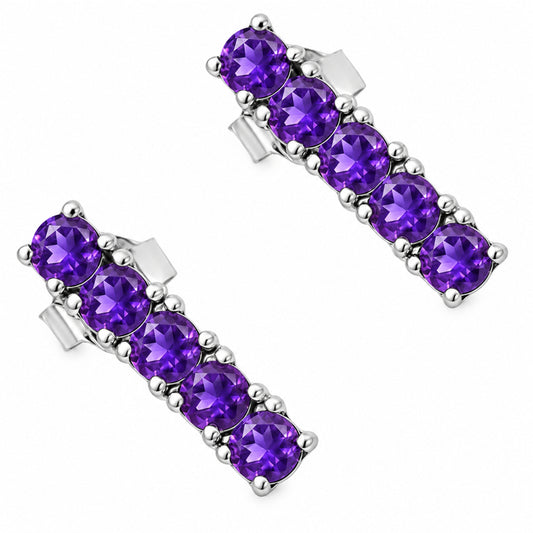African Amethyst Stud Earrings T-1023 AGTE1013_B