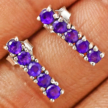 African Amethyst Stud Earrings T-1023 AGTE1013_B
