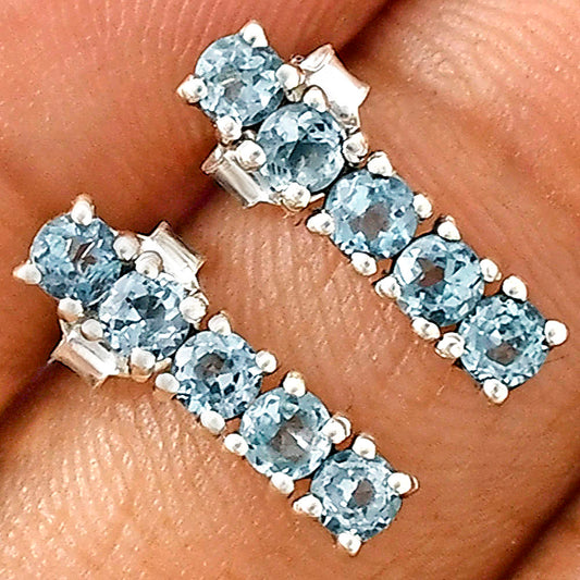 Sky Blue Topaz Stud Earrings T-1023 AGTE1013_C