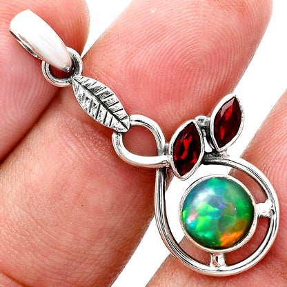 Ethiopian Opal and Garnet Earrings T-1013 AGTP1002_C