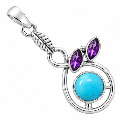 Sleeping Beauty Turquoise and Amethyst Earrings T-1013 AGTP1002_D
