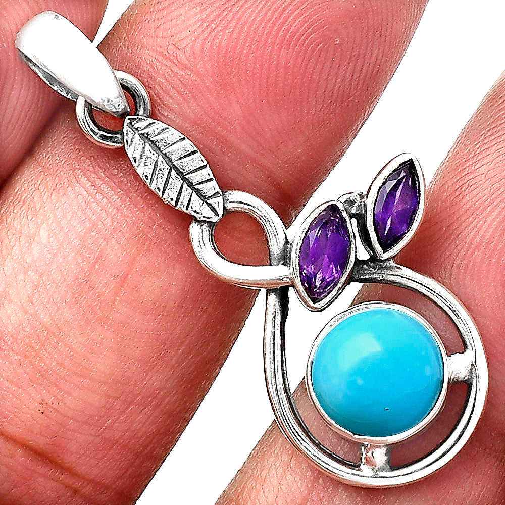 Sleeping Beauty Turquoise and Amethyst Earrings T-1013 AGTP1002_D