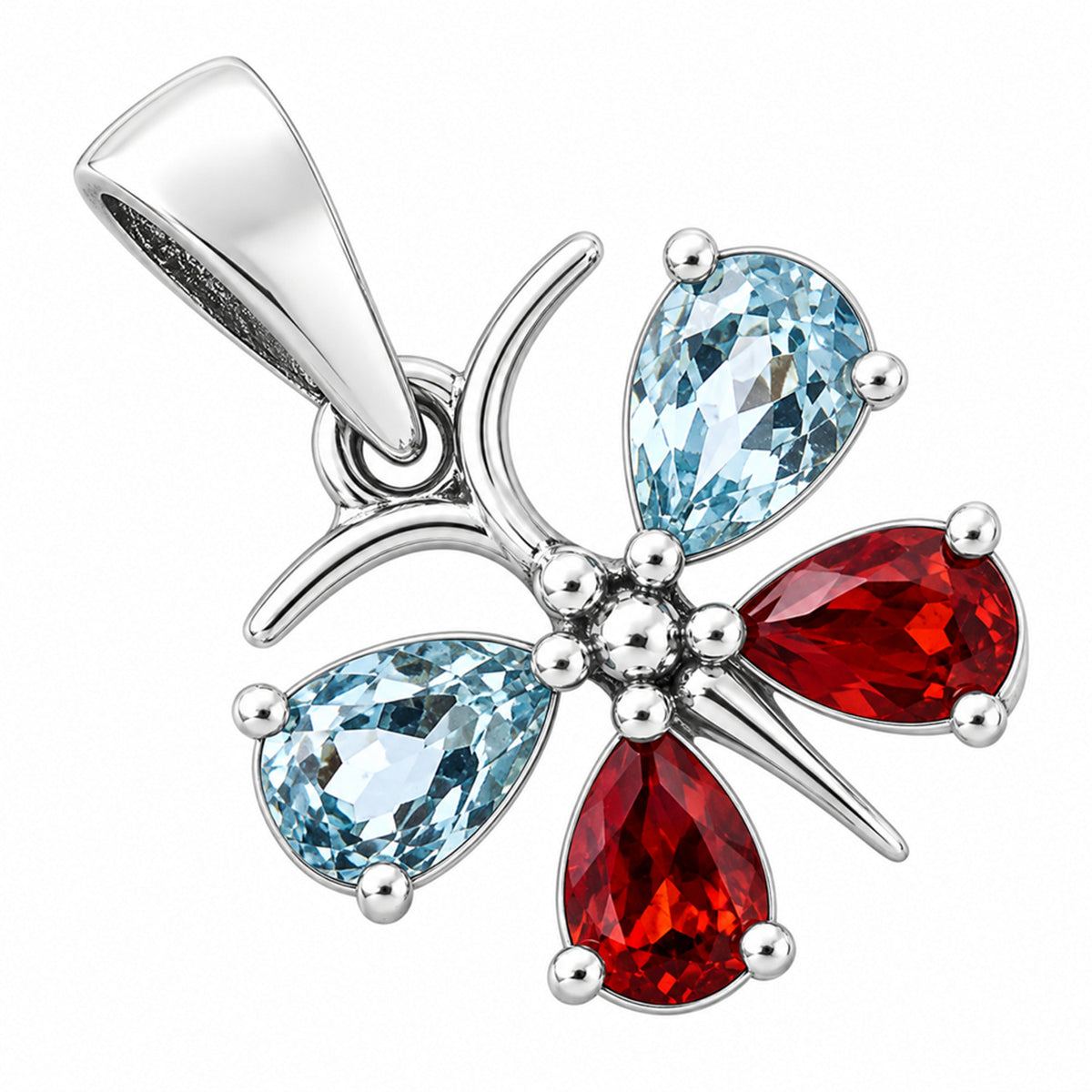 Sky Blue Topaz and Garnet Earrings T-1014 AGTP1003_E