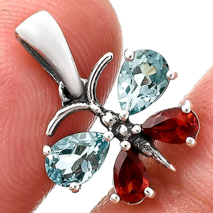 Sky Blue Topaz and Garnet Earrings T-1014 AGTP1003_E