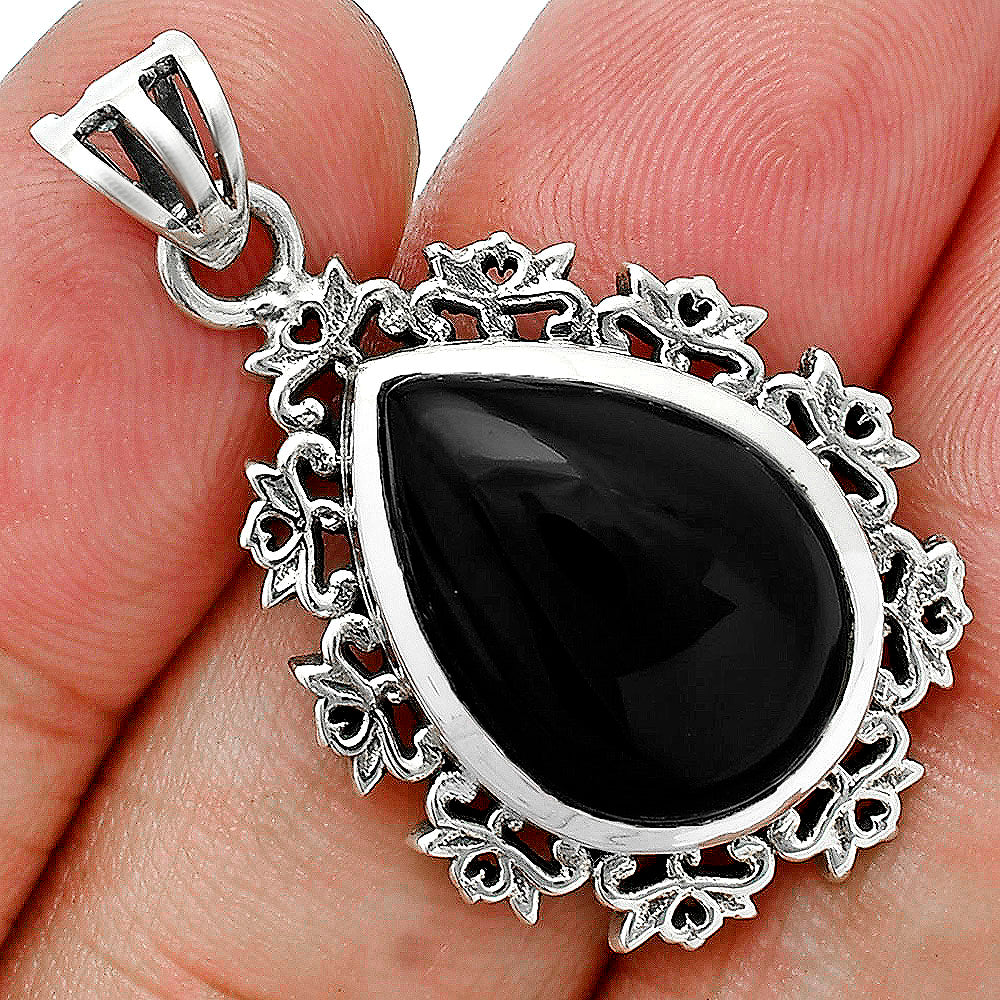 Black Onyx Pendant T-1018 AGTP1008_A