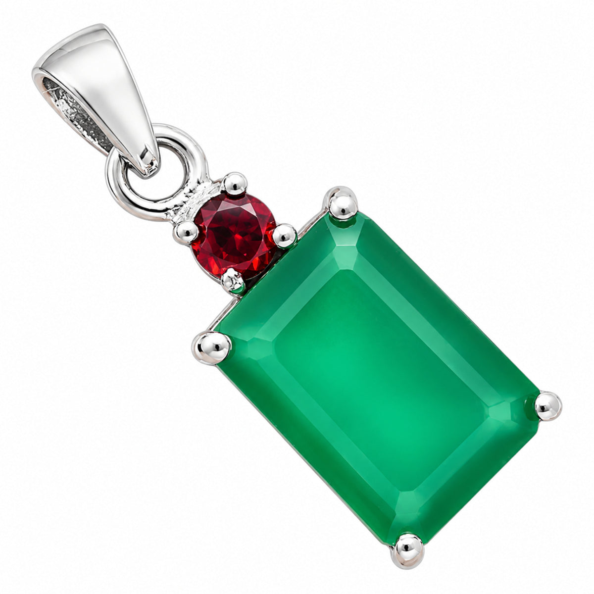 Green Onyx and Garnet Earrings T-1019 AGTP1009_A