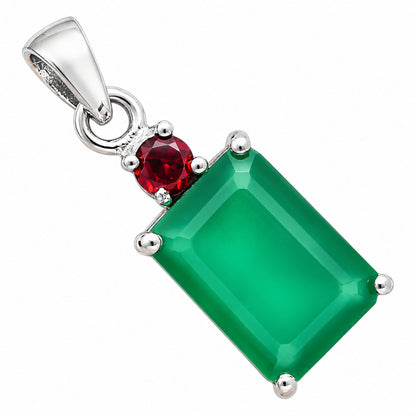Green Onyx and Garnet Earrings T-1019 AGTP1009_A