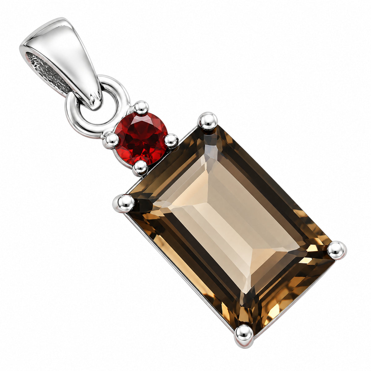 Smoky Quartz and Garnet Earrings T-1019 AGTP1009_D