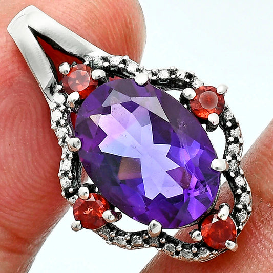 African Amethyst and Garnet Earrings T-1020 AGTP1010_D