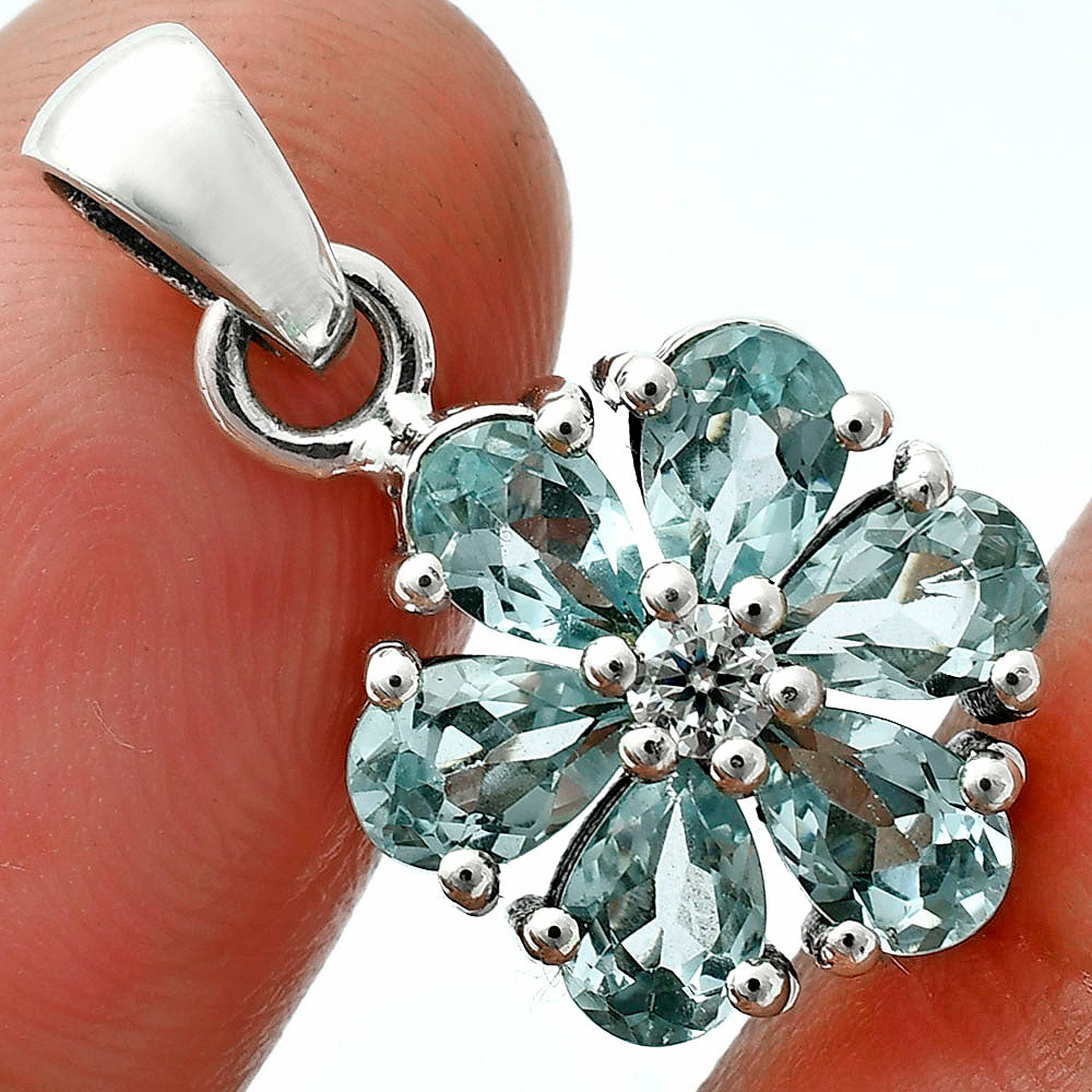 Sky Blue Topaz and Moissanite Earrings T-1021 AGTP1011_C