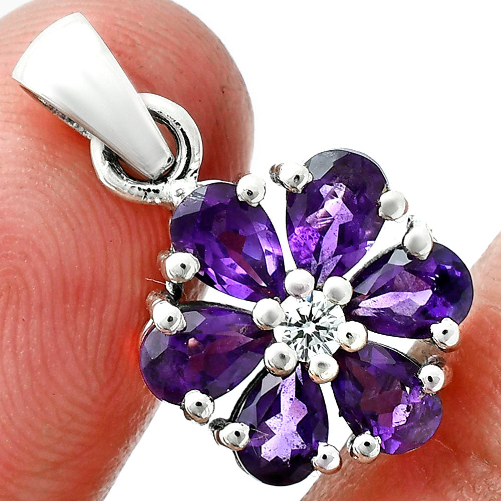 African Amethyst and Moissanite Earrings T-1021 AGTP1011_E