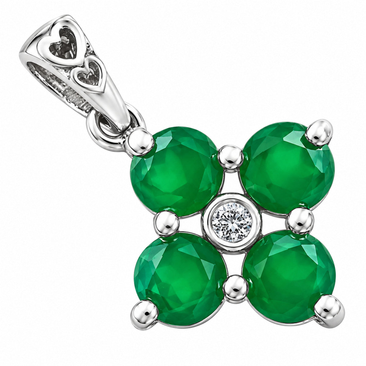 Green Onyx and White Zircon Earrings T-1022 AGTP1012_A