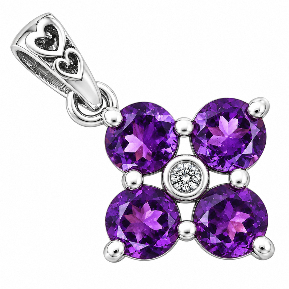 African Amethyst and White Zircon Earrings T-1022 AGTP1012_C