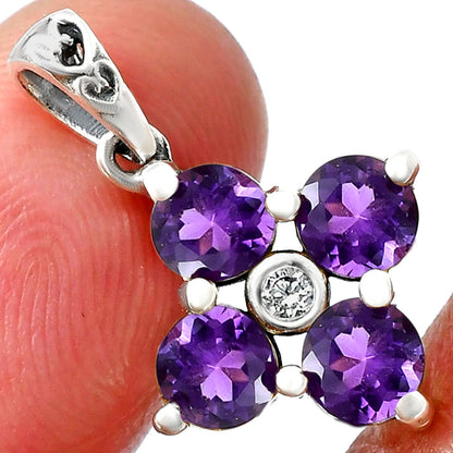 African Amethyst and White Zircon Earrings T-1022 AGTP1012_C