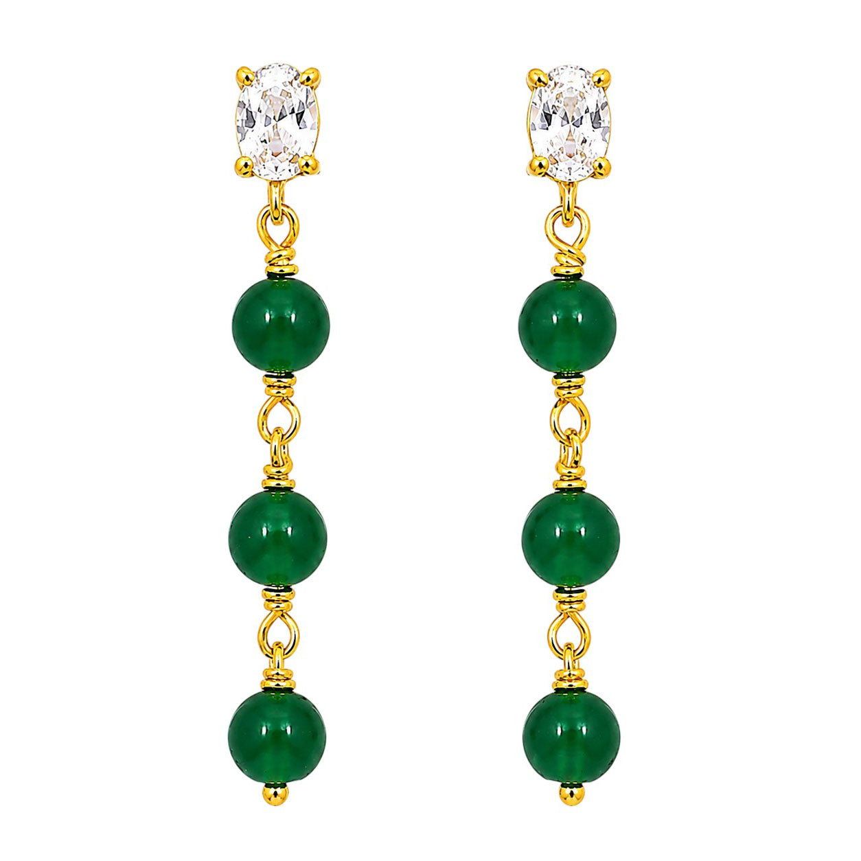 Premium 18K Gold Plated Green Bead Earrings for Ethnic & Western Wear BIE1022_A