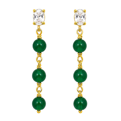 Premium 18K Gold Plated Green Bead Earrings for Ethnic & Western Wear BIE1022_A