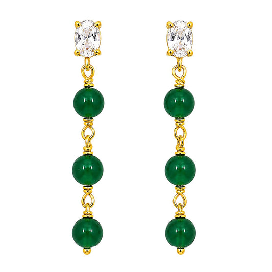 Premium 18K Gold Plated Green Bead Earrings for Ethnic & Western Wear BIE1022_A