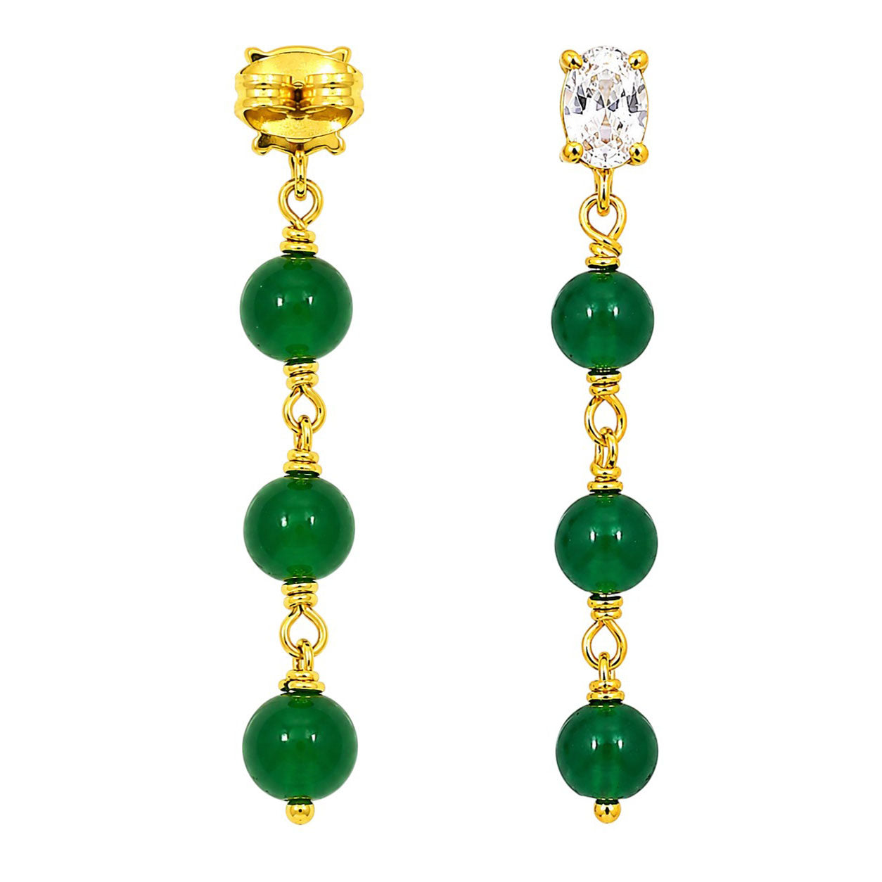 Premium 18K Gold Plated Green Bead Earrings for Ethnic & Western Wear BIE1022_A