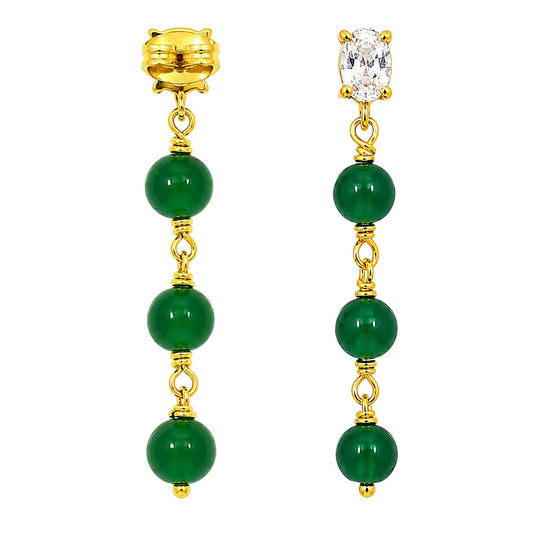 Premium 18K Gold Plated Green Bead Earrings for Ethnic & Western Wear BIE1022_A