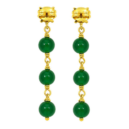 Premium 18K Gold Plated Green Bead Earrings for Ethnic & Western Wear BIE1022_A
