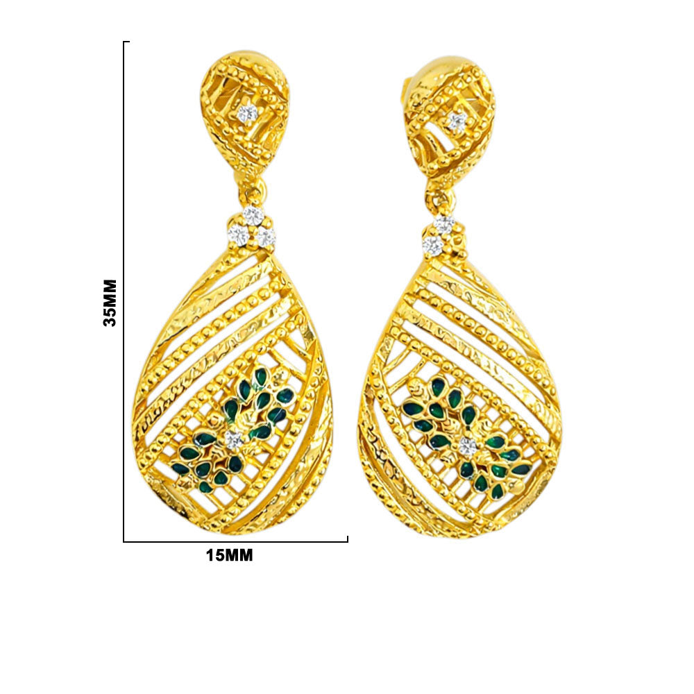 Elegant 18K Gold Plated Green Enamel Meenakari Designer Dangle Earring BIE1056_A