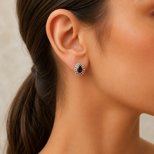 925 Sterling Silver Teardrop Gemstone Stud Earrings Jewelry for Women DGE1064 E-1121