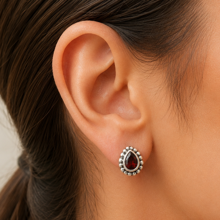 925 Sterling Silver Teardrop Gemstone Stud Earrings Jewelry for Women DGE1064 E-1121